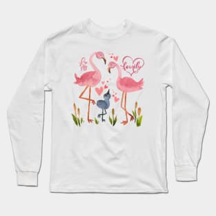 Pink flamingoes family Long Sleeve T-Shirt